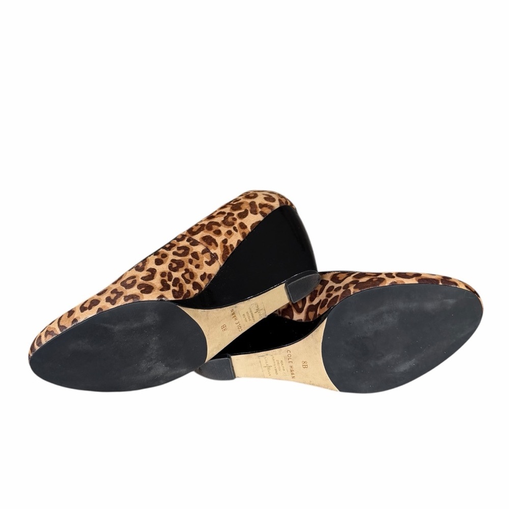 Cole Haan Leopard Print Calf Hair Black Patent Wedge Heels Size 8 - Picture 15 of 16